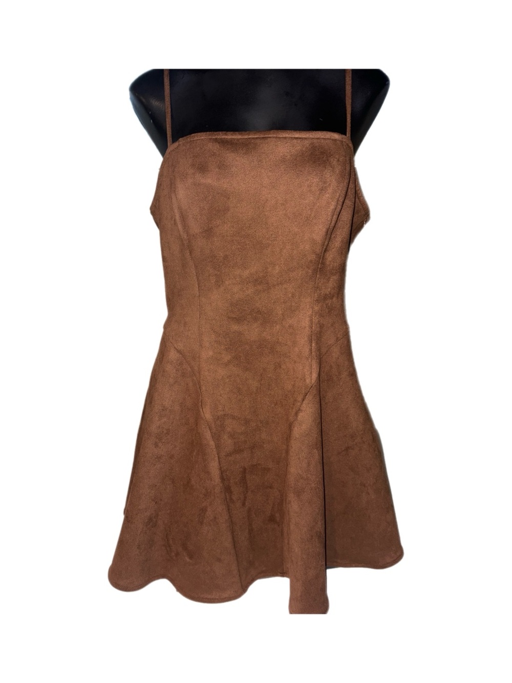 wild fable Brown Suede Mini Dress with Thin Straps